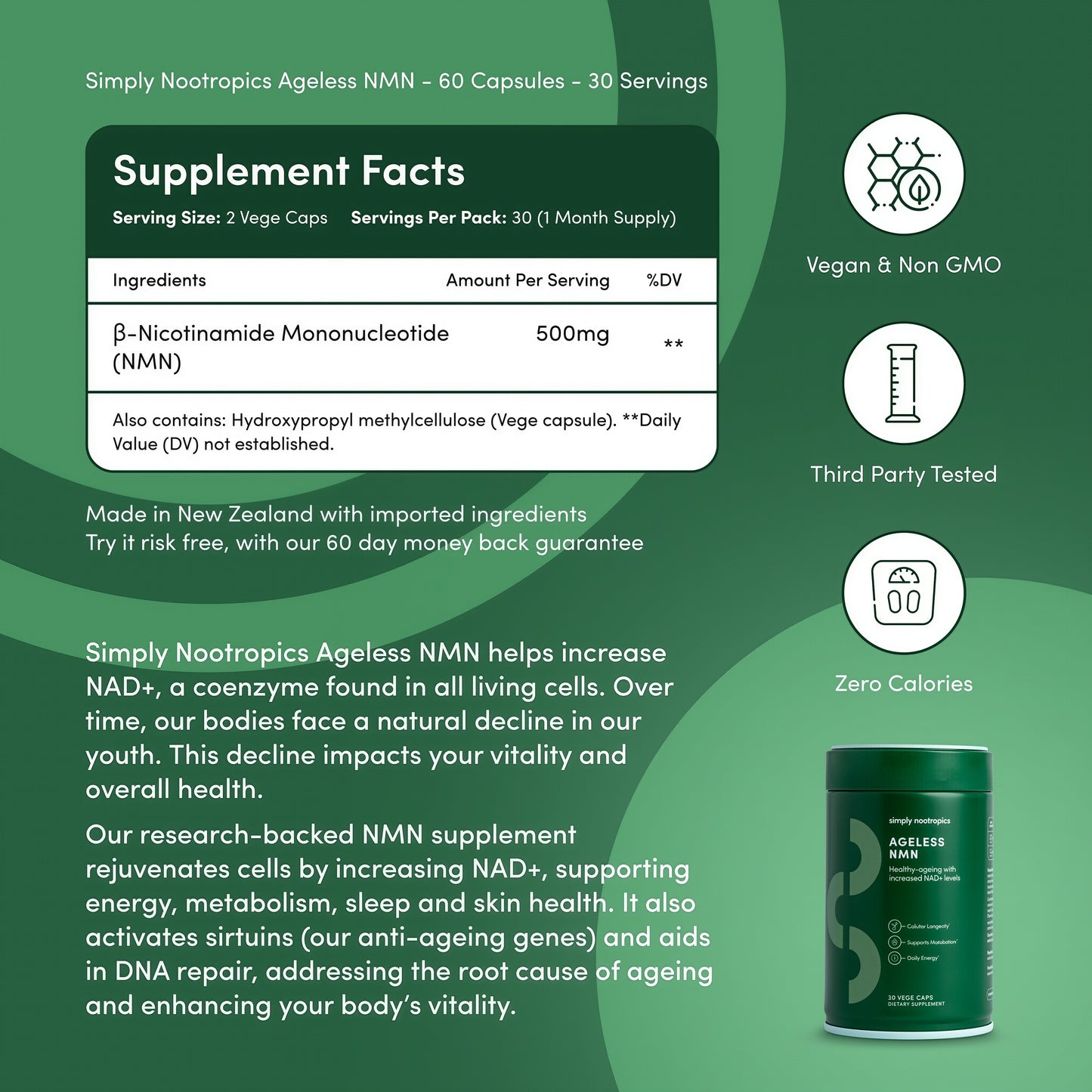 Simply Nootropics NMN Capsules for NAD+